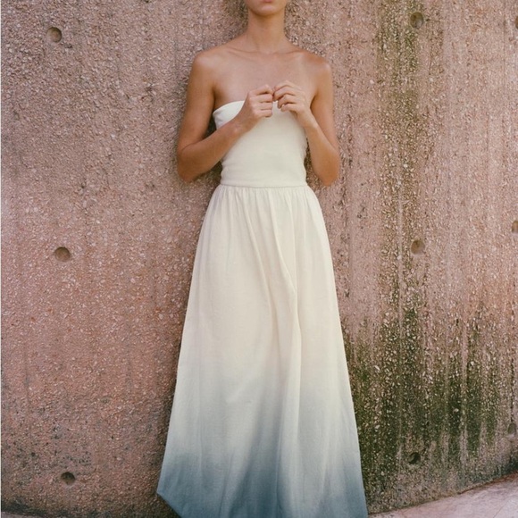 Zara Dresses & Skirts - Zara Blue and White Strapless Sundress for Bride